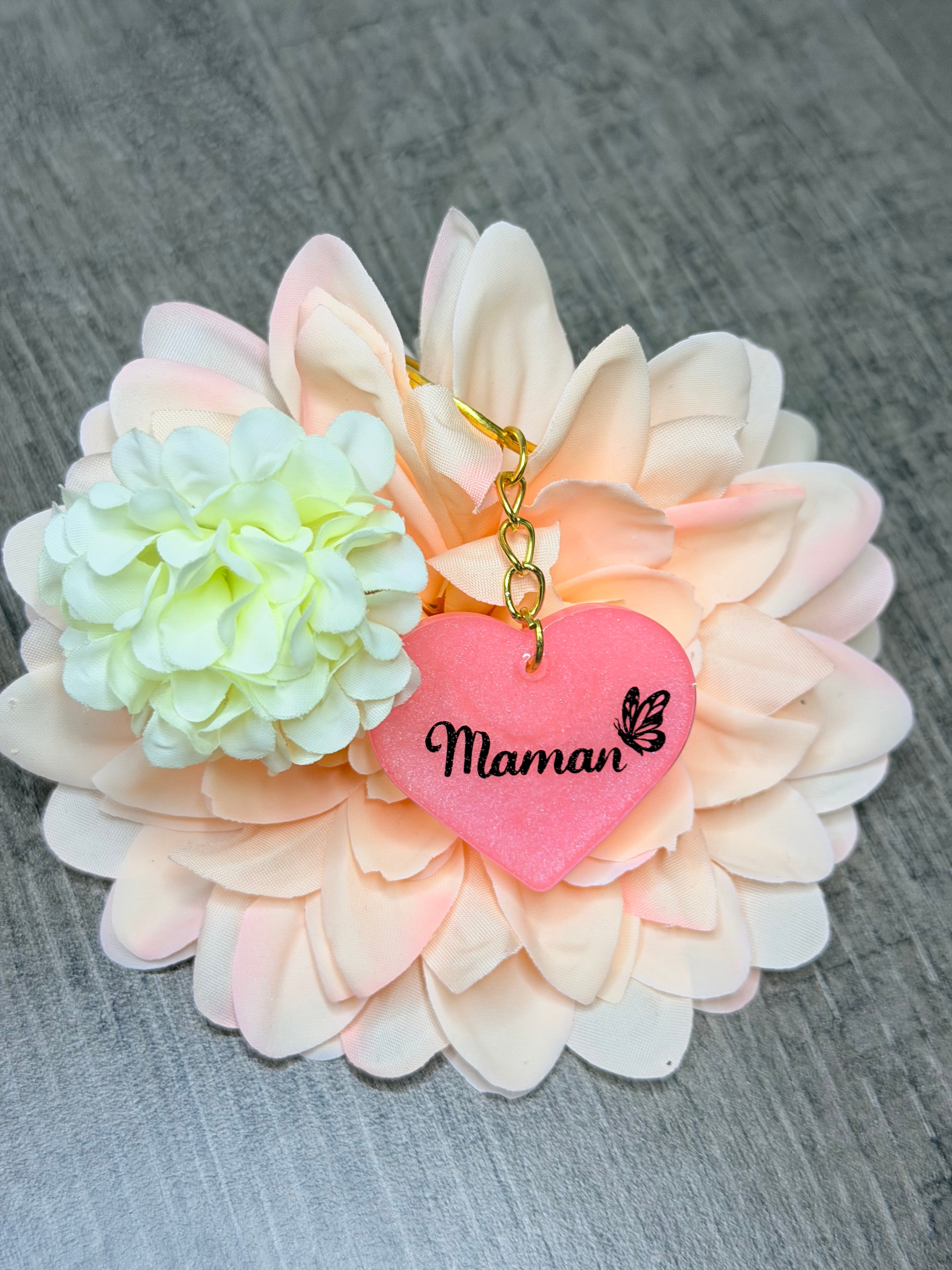 porte clé gros coeur maman